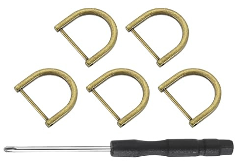 QUARKZMAN 5 Stück Metall D Ring Schraubschäkel, Zinklegierung U Form Abnehmbare D Ringe Ersatz Taschenzubehör für DIY Lederhandwerk Geldbörse Schlüsselanhänger Schnalle, 28x32 mm, Bronze