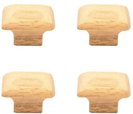 CHENRONGWEI 4Pcs Convenient Handle Solid Wood Cabinet Simple Install Wooden Drawer Dressers Knobs Mini Useful Square Door for Door Knobs