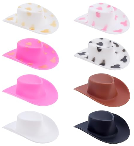 PH PandaHall 48pz 8 stili Mini Cappelli da Cowboy Ornamento a Cappello Da Cowboy Occidentale per Artigianato Cappello In Miniatura di Plastica Cappelli Decorativi per Bomboniere Regali Torte Bottiglie