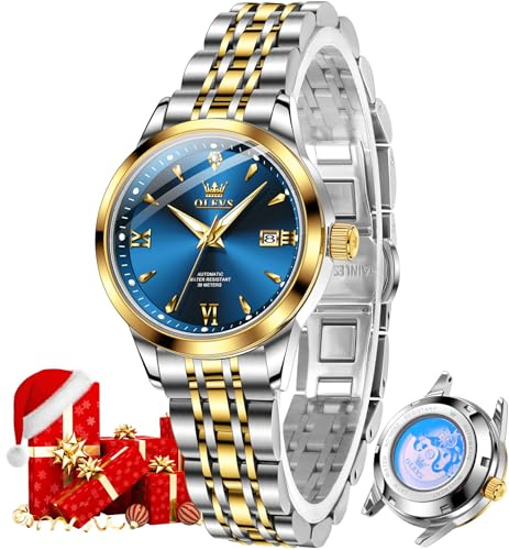 OLEVS Herrenuhren Automatik Mechanische Schwarz Armbanduhr mit Skelettiertem Tourbillon Kalender Wasserdicht Leuchtende Klassische Luxus Armbanduhren für Herren