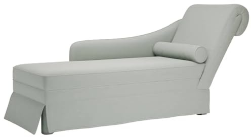 INLIFE Chaiselongue mit Nackenrolle und Rechter Armlehne Hellgrau Samt,Möbel,Stühle,Chaiselongues,Grau,16.3 KG,4009782