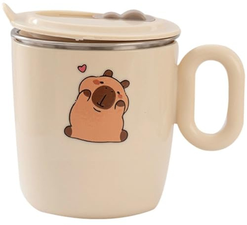 Casiler Tasse À Café Isotherme en Forme De Capybara avec Paille, Double Paroi, Anti-Fuite