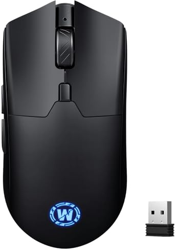WizBolt Wireless Gaming Mouse with 6400 DPI, Tri-Mode 2.4G/USB-C/Bluetooth, Low-Latency RGB Computer Mouse, 100-Hour Playtime, Precision Sensor, Rechargeable Gamer Mouse for PC, Mac & Laptop – Black