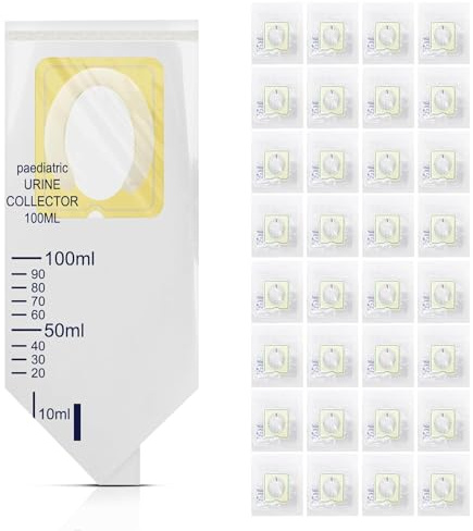 32 Pezzi Sacche per Urina Bambini – Sacchetto per Urina Portatile (100 ml), con Superficie Adesiva, Igienici, Pratici, Portatili, Ideali per Viaggi, Escursioni e Campeggio