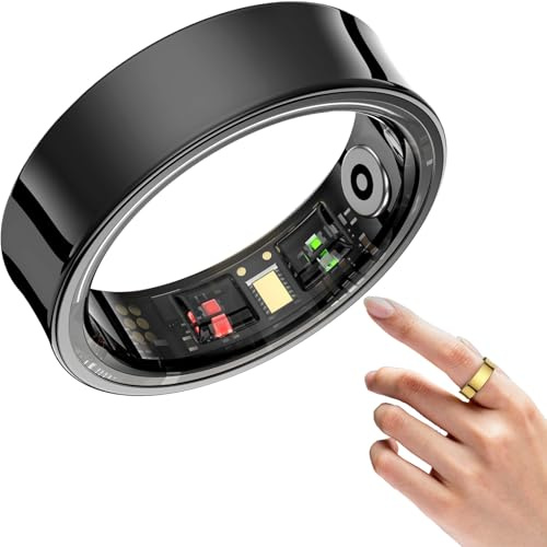 Korons Smart Ring, Anello for La Salute Con Ip68 Impermeabile, Leggero E Confortevole, Compatibile Con Android E Ios, Dispositivo Indossabile, Contapassi E Monitoraggio Della Distanza(Black,#12)