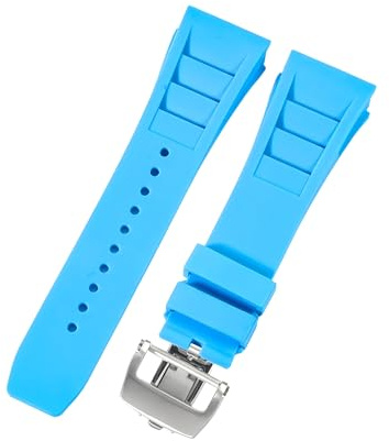 ROUHO 25mm Silikon Uhrenarmband Mit Faltschließe Konvexer Anstoß Gummi Ersatz Band Uhr für Richard Mille RM 055/011