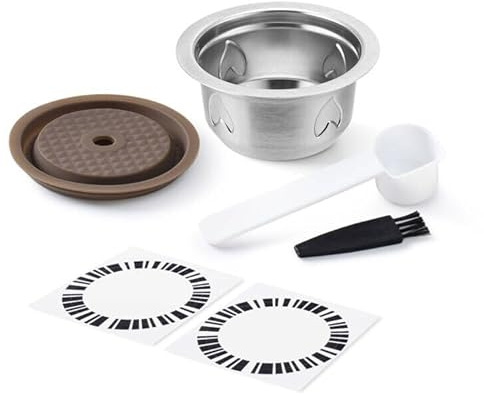 1pcs Reusable Pod for Nespresso Vertuo Machine, Stainless Steel 7.7oz Refillable Coffee Capsule Set with 1 Silicone Lid,1 Spoon,1 Brush,Coffee Accessories for Nespresso Vertuo Machine (1 Lid+1 Pod)