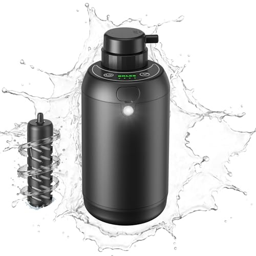 BKLES Filtro dell'acqua elettrico da campeggio, purificatore d'acqua portatile per sopravvivenza, sistema di filtraggio a 6 stadi da 0,01 micron, con luce di emergenza, per escursioni, zaino in spalla