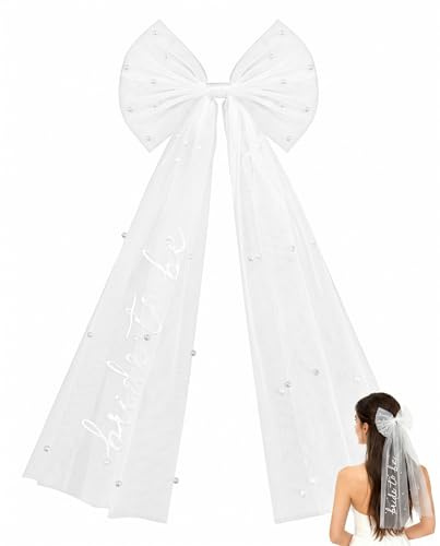 HAPZUR Braut Haarband Weiß mit Schleife für JGA Frauen & Bride to Be Party – Elegantes Stirnband Accessoire für Junggesellinnenabschied, Hochzeitsfotografie & Team Braut