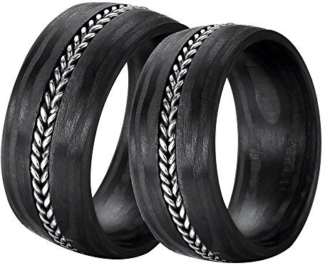 DOOSTI Carbon Ringe/Partnerringe Carbon mit Edelstahl