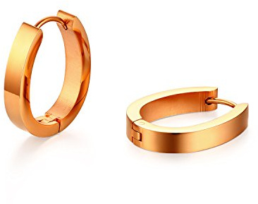 JewelryWe Schmuck Herren Damen Ohrringe, Creolen Ohrstecker, Edelstahl, Silber Schwarz Gold