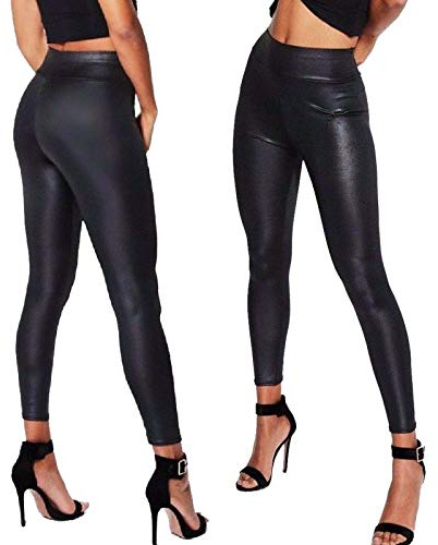 IDEAL ONLINE Sexy Shiny Wet Look & Mat Full Length Leggings Wet Look High Waist Faux Leather Leggings Black UK Size 8-24 (UK, Numeric, 20, 22, Regular, Regular, Black)
