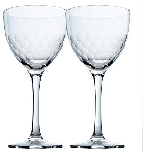 Amehla Hive Glass Honeycomb Nick & Nora Cocktail Glasses, 5oz Coupe Martini, Manhattan, Bee's Knees Craft Cocktails Glass (Pack of 2)