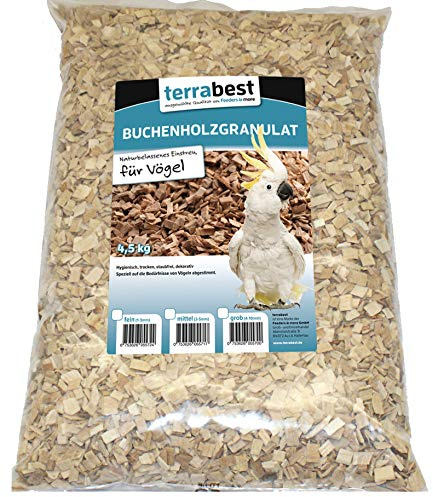 Terrabest Buchenholzgranulat, Einstreu für Vögel 4,5KG grob, mittel, fein (grob (4-10mm))