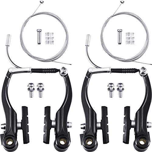 Universal Mountain Bike Brakes Set - 2 Pairs, Replacement for Most Bicycles, Includes 2 Pieces Brake Cables, Gear Shift Cable Wire, End Caps, End Ferrules(Black)