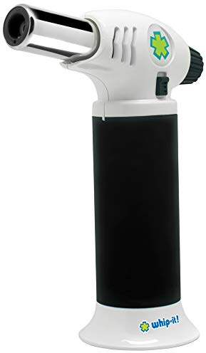 Whip-It! Ion Torch - Black & White. Butane Torch Lighter, Refillable Cooking Torch with Adjustable Flame, Safety Lock for Soldering, Kitchen, Welding