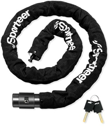 Sportneer Bike Chain Lock Heavy Duty Bicycle Lock 8mm Dia Thick High Security Anti-Theft Cycling Locks Uncuttable Portable with 2 Keys for Scooter, Bike, Motorcycle, Door, Gate, Fence, Grill