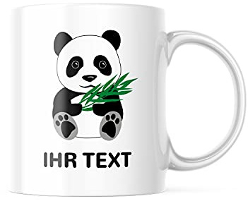 Panda-Tasse personalisiert mit Namen, Keramik 330 ml | Tasse mit Panda-Motiv und Wunschname – niedliches Geschenk für Panda-Fans, Freundin und Kollegen