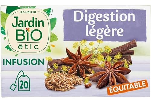 Epicerie JARDIN BIO ETIC - Jardin Bio Étic Infusion Digestion Légère Bio 20 Sachets + Étui 30G - Lot De 4 - Vendu Par Lot