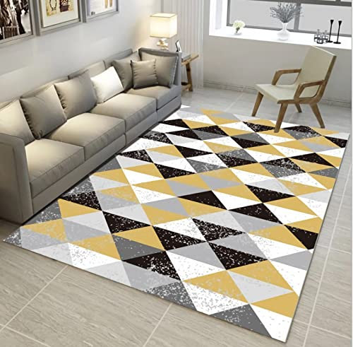 Tzvpsu Dekoration Badezimmer Gelbes graues schwarzes Dreieck-geometrisches Design,küchen Teppich Teppich,Flur möbel 120x160cm