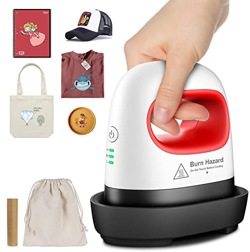 Mefine Mini Transferpresse Hitzepresse Maschine DIY Heißpresse mit 3 Heizstufen Tragbare Heat Press Machine Druckmaschine für T-Shirts, Hüte, Schuhe Taschen (Grün&Weiß) (Rot)