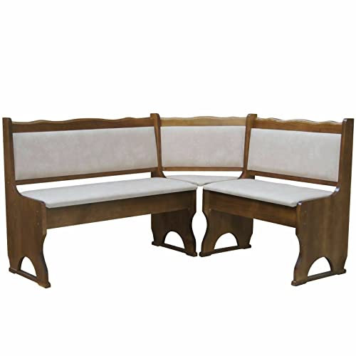 k koma Polster Eckbank Kiefer Holz, Eiche Farbe mit Polsterung MASSIVHOLZ - NEU ÖKOLEDER BEIGE II (120 x 120)