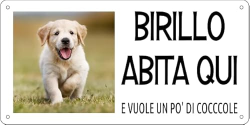 NEW CARTELLO SEGNALETICO - Attenti al cane, PERSONALIZZABILE CON NOME E FOTO - Adesivo Extra Resistente, Pannello in Forex, Pannello In Alluminio (PANNELLO IN ALLUMINIO 20X31 CM)