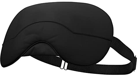 UAMAL Seide Augenmaske, Augenmaske zum Schlafen, Augenbinde, Superweiche Schlafmasken für Damen & Herren mit verstellbaren Trägern, Schlafmaske, Verdunkelung Schlafmaske, Schwarz