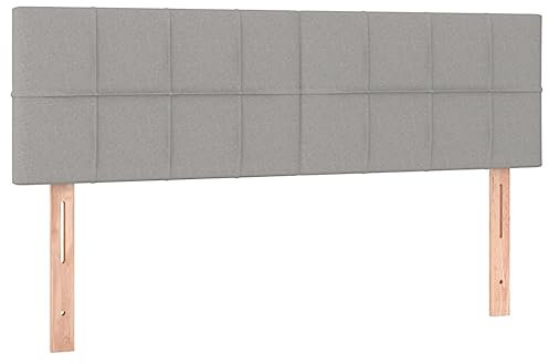 vidaXL Kopfteil 2 STK., Bettkopfteil mit Holzbeinen, Höhenverstellbar Polsterkopfteil für Bett, Betthaupt Bettzubehör Schlafzimmer, Hellgrau 72x5x78/88cm Stoff