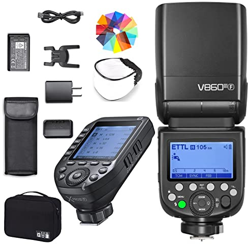 Godox V860III-F Flash w/XProII-F Trigger for Fujifilm Fuji, Camera Flash Speedlite 1.5s Recycle Time TTL 2.4G Wireless 7.2V/2600mAh, HSS 1/8000 and 480 Full Power Flashes 10 Levels LED Modeling Light
