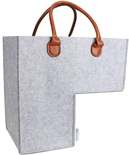 MZSYLK Treppenkorb mit Griffen, Faltbarer L-Form Treppenorganizer Korb Filz Treppenaufbewahrungstasche Großer Treppenordentlicher Korb Mülleimer für Wäsche, Spielzeug, Haushaltsgegenstände (Grau)