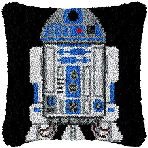 Latch Hook Cushion Kits, Latch Hook Pillow Case Kits Embroidery Kits Carpet Set17X17Inch, DIY Needlework Pillow Cover Sofa Cushion Rug Making Kits, DIY Craft Kits (43x43 cm) - Rocket