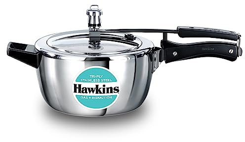 Hawkins 3.5 Litre Triply Stainless Steel Pressure Cooker, Inner Lid Cooker, Silver (HSST35)