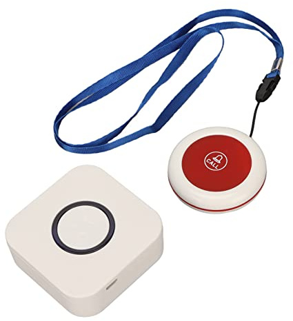Téléavertisseur sans Fil pour Personnes âgées, Bouton D'appel sans Fil pour Personnes âgées, Système D'aide au Patient, 1 Bouton D'appel, 1 Récepteur, 4 Niveaux de Volume.