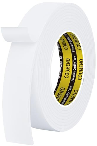 COUMENO Weißes Schaumstoff-Klebeband, 30mm x 3m, 3mm dick.