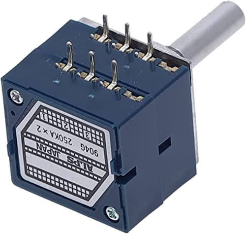 PQYSMVVG Relais Relais 10K 20K 50K 100K 250K 500K ALPS RK27 Lautstärke Potentiometer Dual 10~500KAX2 Geschlitzter Drehschalter 6Ppin (Color : 100k)