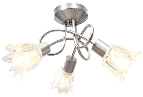 Home outdoor OthersCeiling Lamp with Transparent Glass Shades for 3 E14 Bulbs Tulip