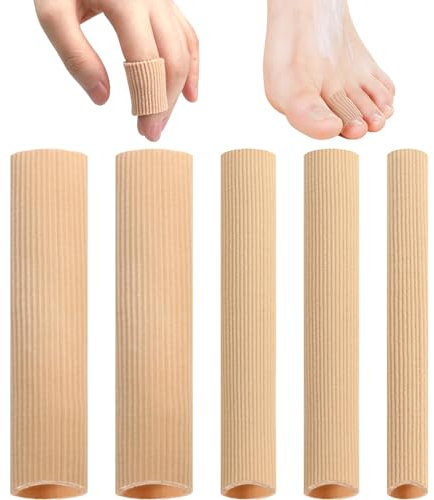 Soodyoow 5 Stück Zehenschutz, 3 Größen Silikon Zehenschutz, Soft Gel Schneidbar Zehentrenner, Atmungsaktiv Zehenpolster Zehenkappen, für HüHneraugen Schwielen Daumenvalgus Zehenschutz