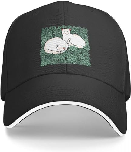 Baseballmütze Hip-Hop-Sonnenhut Katzen in einem saftigen Garten Baseballmütze Wandermütze Kindermütze Designer-Mütze Weihnachtsmütze Golfbekleidung für Männer und Frauen
