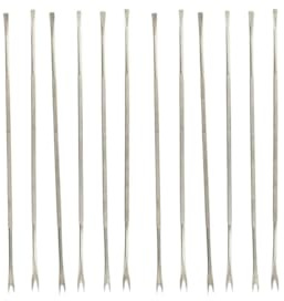 Fackelmann 9911650 Lot de 12 fourchettes à crustacés, 6 fourchettes à crustacés, curettes pour fruits de mer, fourchette pince de crabe, Acier inoxydable, Argenté, 18,5 cm