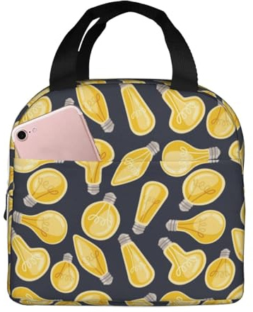 Loncheras aisladas para hombres y mujeres, trabajo, bolsa térmica suave con estampado de bombillas, aisladas para viajes, a prueba de agua, lonchera pequeña para adultos, para hombres y mujeres, bolsa