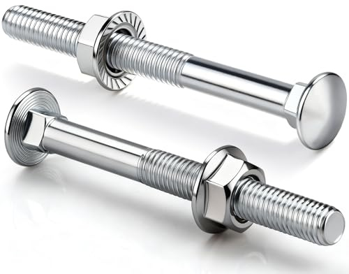 SWTYExt 25 Stück Schlossschrauben M8X80mm Schloßschrauben Flachkopfschrauben mit Flanschmuttern M8 Mutter DIN 6923 Torbandschrauben für Bauwesen Industriemaschinen Heimdekoration