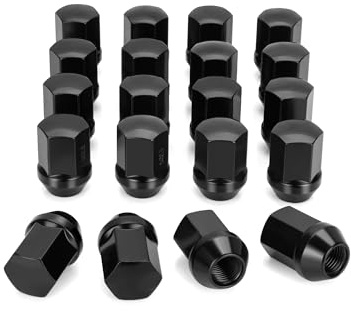 M14x1.5 Lug Nuts Fit Cadillac CTS Chevy Camaro Dodge Charger Challenger Charger Tesla, 20PCS OEM/Stock Style Black 14mmx1.5 Wheel Lug Nuts 7/8 Hex Replace 6509873AA 611-331 6509-873AA 5Lug Rim Sedan