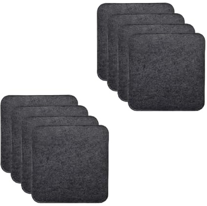 MorNon 8er Set Stuhlkissen, Quadratisch Filz Sitzkissen, 35 x 35 cm Sitzauflagen für Bank, Sitzkissen mit rutschfesten Einlagen für alle Arten von Stühlen, für drinnen und draußen (Schwarz)