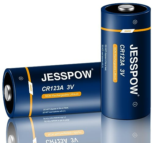 CR123A 3V Lithium Batteries, 2 Pack CR17345 CR123 3V High Power Lithium Battery for Alarm System Security Devices Camera Flashlights (Non-Rechargeable)