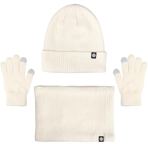 Mütze Schal Handschuhe Set Damen Herren,Warm Beanie Mütze Touchscreen Handschuhe Set,Beanie Strickmütze Winterschal mit Fleecefutter,Wintermütze Winterschal Winterhandschuhe Geschenk 3 in 1 Set