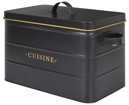 COOK CONCEPT - BT6819, Caja de Metal Elegante para Cocina, Diseñada para Conservar Alimentos Secos, Diseño Hermético, Duradera y Fácil de Mantener, Tamaño 1L, Color Negro y Dorado