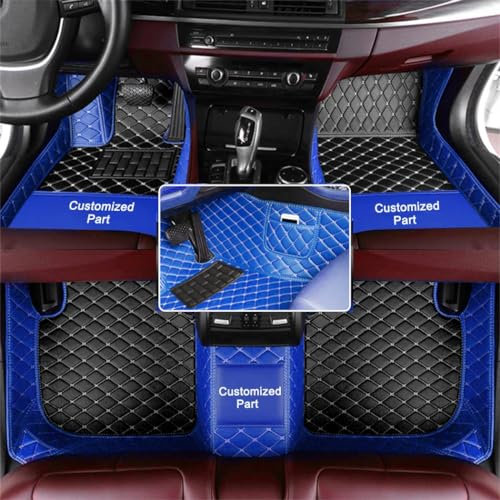 Zwei Farben Anpassen Auto Fußmatte für KIA Rio NIRO Soul Ceed Cerato Forte Sportage Optima Proceed Stinger Sorento wasserdichte Fussmatten rutschfeste Automatten Blau und Schwarz
