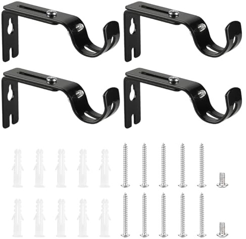 4 Pcs Curtain Pole Brackets Heavy Duty Adjustable for 25mm Poles