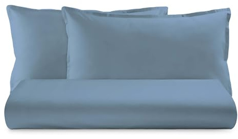 Novia - COLORFUL - Completo Letto Tinta Unita 100% cotone morbido, resistente e duraturo, comfort garantito 1 Piazza e Mezza, Avio